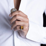 EQUINOX Pyramid Tiger's Eye Ring in Silver - Medium