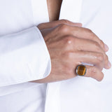 EQUINOX Pyramid Tiger's Eye Ring in Silver - Medium