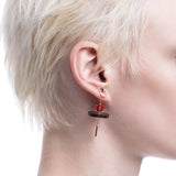 SPEAR Smoky Quartz & Carnelian Door Knocker Earring in 10k Yellow Gold