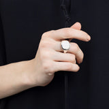 EQUINOX Pyramid White Agate Ring in Silver - Large