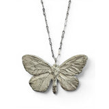 White Butterfly Necklace in Silver