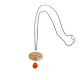 Dendritic Agate and Fire Opal Pendant in Silver