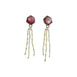 Opaque Pink Hexagon Sapphire and Peridot Earrings