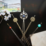 Vintage Japanese Hair Stick in Brass with Coral Bead