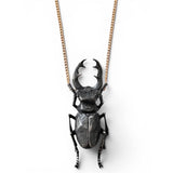 Stag Beetle Necklace on 14k Yellow Gold Chain