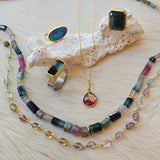 Organic Shaped Pink Tourmaline Pendant in 18k Yellow Gold