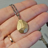 Medium Faceted Pendant with White Diamond in Bronze