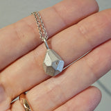 Small Faceted Pendant in Silver with White Diamond