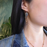 Quartz and Gold Fringe Earrings