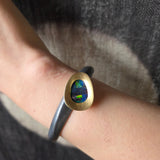 Klimt Opal Cuff in Oxidized Silver and 18k Gold