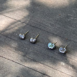 Space Drop Post Earrings in Oxidized Silver