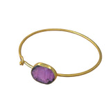 Hooked Brass Bracelet with Large Ruby