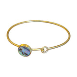 Hooked Brass Bracelet with Mother of Pearl Bezel