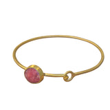 Hooked Brass Bracelet with Small Ruby