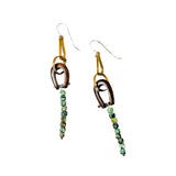 Hinge Chain Drop Earrings with Wood and Turquoise