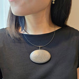 Oval Perforated Necklace in Oxidized Silver