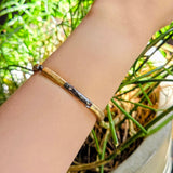 Forged Cuff Bracelet with Cognac Diamond in Ancient Bronze and Oxidized Silver