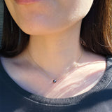 Hatachi Necklace in Oxidized Silver with White Diamond on 18k Yellow Gold Chain