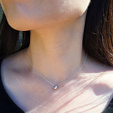 Hatachi Necklace in Brushed Silver with White Diamond on Silver Chain