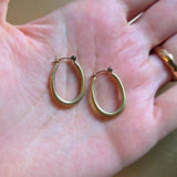 Small Katachi Oval Hoop Earrings with Locking Wire in 18k Yellow Gold