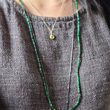 2mm Table Cut Cube Jade Necklace with 18k Gold Beads and Oxidized Silver Clasp