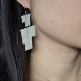 Cubist Person Earrings in Silver