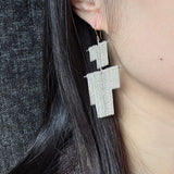 Cubist Person Earrings in Silver
