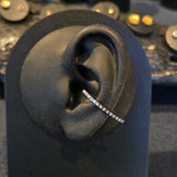 Curved Bar Ear Cuff in Oxidized Silver with White Diamonds