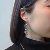 Copper and Silver Glass Loop Earrings