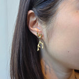 Sculpted Branch Post Dangle Earrings in 10k Yellow Gold with Cognac Diamonds