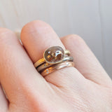 *Oval Rustic Rose Cut Diamond Ring in 14 Yellow Gold
