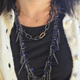 Experimental Ceramic Necklace with Lapis in Oxidized Silver