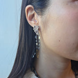Kunzite Dangle Earrings in Oxidized Silver & Gold Filled Chains