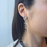 Kunzite Dangle Earrings in Oxidized Silver & Gold Filled Chains