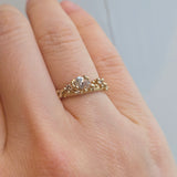Asymmetric Champagne Diamond Band with Granules in 14k Yellow Gold