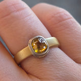 Natural Diamond Cabochon Ring in Platinum and 18k Gold