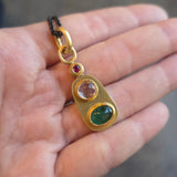 Emerald Pendant with Moonstone and Ruby