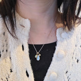 Blue Tone Opal Trio Cluster Necklace in 22k and 14k Gold with Silver Chain