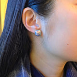 Medium Organic Shape Mabe Pearl Post Earrings in 18k Yellow Gold
