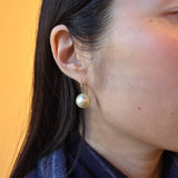 Round Cream South Sea Pearl Earrings with 18k Gold Earwires