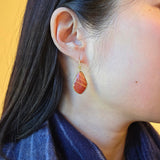 Teardrop Shaped Carnelian Earrings in 18k Gold
