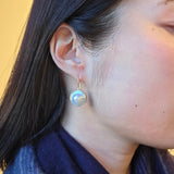 Dome Pearl Drop Earrings in 18k Gold