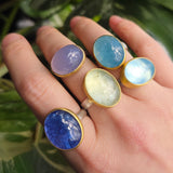 Indigo Blue Tanzanite Ring in Silver and 22k Gold