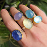 East West Aquamarine Ring in Oxidized Silver and 22k Gold