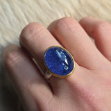 Indigo Blue Tanzanite Ring in Silver and 22k Gold