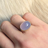 Lavender Chalcedony Ring in Oxidized Silver and 22k Gold