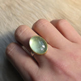 Pale Green Aquamarine Ring in Silver and 22k Gold