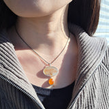 Dendritic Agate and Fire Opal Pendant in Silver
