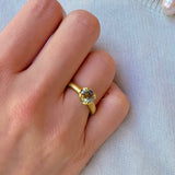 Scooped Prong Round Light Blue Sapphire Ring in 18k Yellow Gold