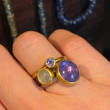 Round Faceted Tanzanite Stacking Ring in 18k Yellow Gold